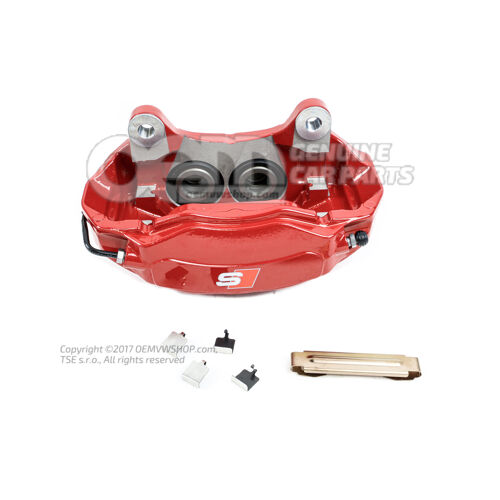 Audi TT/TTS Coupe/Roadster 8S brake calliper for brakes size 338x30mm front right red 8S0615108K