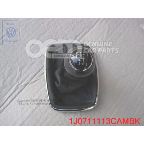 Sebességváltó gomb (fa/bőr) fekete/mirusz/króm 1J0711113CAMBK