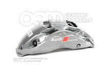 Audi RSQ8 silver Calliper without brake pads for vehicles with ceramic brake disc pads size 440x40mm left Audi RSQ8 silver Calliper without brake pads for vehicles with ceramic brake disc pads size 440x40mm left