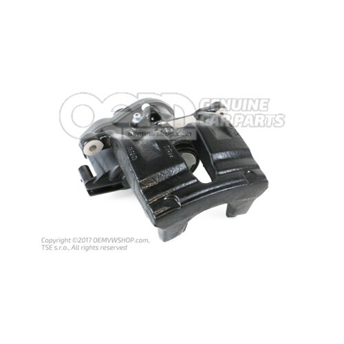 4M0615404F QB7 Audi e-tron/Q7/Q8/Q8 e-tron fekete Féknyereg ház szervomotorral, feltöltve és öblítve fékbetétek nélkül mérete 350x28mm jobb hátsó 4M0615404F QB7