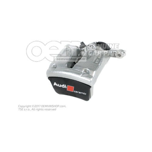 4M8615404A 1VN Audi RS6/RS7/RSQ8 szürke Féknyereg ház szervomotorral, fékbetétek nélkül feltöltve és öblítve kerámia féktárcsabetétekkel szerelt járművekhez 370x30mm méretű jobb hátsó 4M8615404A 1VN
