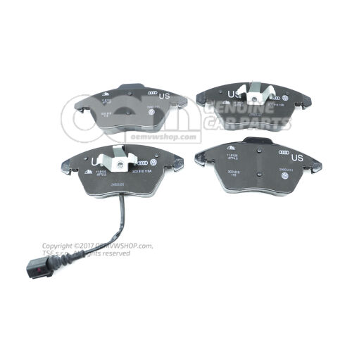 1 készlet: fékbetétek kopásjelzővel tárcsafékhez 3C0698151K