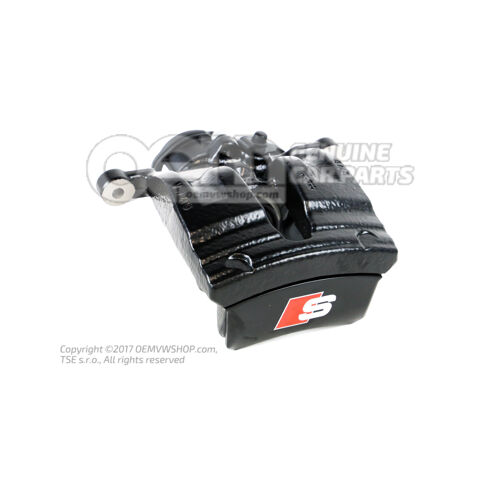 4N0615403H QB7 Audi A8/S8 fekete Féknyereg ház szervomotorral, feltöltve és öblítve fékbetétek nélkül mérete 350x28mm bal hátsó 4N0615403H QB7