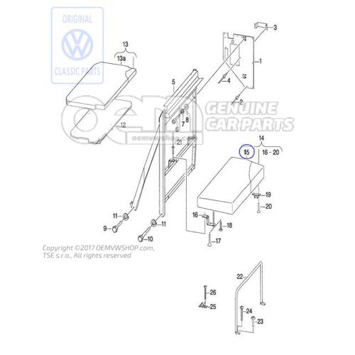 Párnázott kárpit Volkswagen Campmob. (Typ2/Transnp./LT) 701070247C