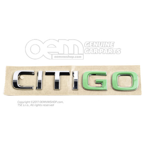 Felirat polírozott króm/zöld Skoda Citigo 1S 1ST853687C AYE