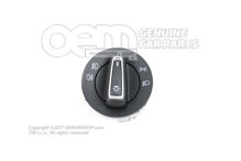 Kombi kapcsoló automata menetlámpákhoz, oldal- és menetlámpákhoz, ködlámpákhoz, hátsó ködlámpához szatén fekete/timsó 5G0941431BDWZU