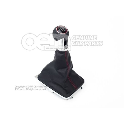 Sebességváltó gomb (bőr) fekete/alu standard/piros 5G1711113D CBR