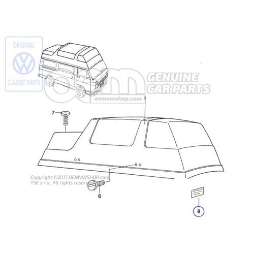 „durchfahrhoehe 3m” matrica Volkswagen Campmobil LT 7E 281070701A