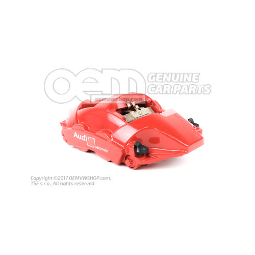 Audi e-tron GT piros féknyereg fékbetétek nélkül kerámia fékekhez mérete 410x32mm jobb hátsó 4J3615424AD