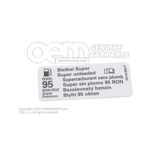 Jelölje: "ólommentes benzin" 1K0010644P