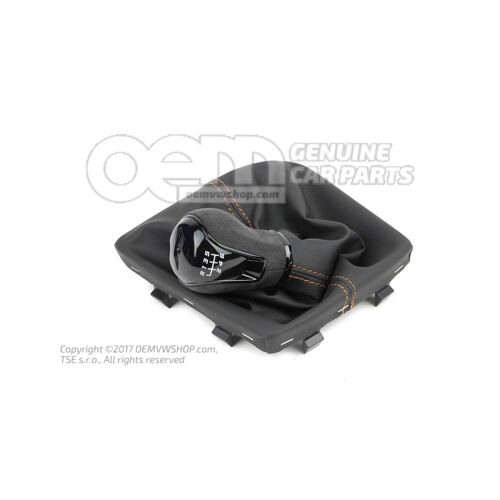 Sebességváltó gomb csomagtartóval a sebességváltó karhoz (műbőr) fekete/barna Seat Leon 5F 5F1711113ANRZK
