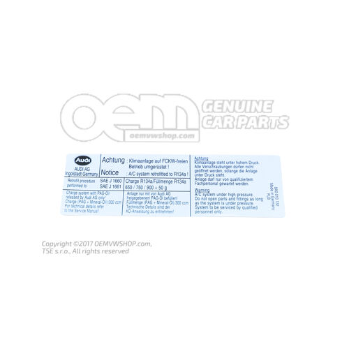 Matrica achtung: klimaan- 8A0010132
