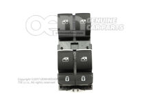 Kapcsoló elektromos ablakokhoz szatén fekete/timsó 3G0959857C WZU