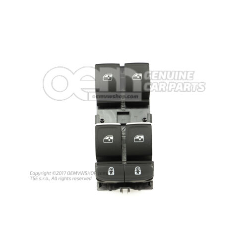 Kapcsoló elektromos ablakokhoz szatén fekete/timsó 3G0959857C WZU