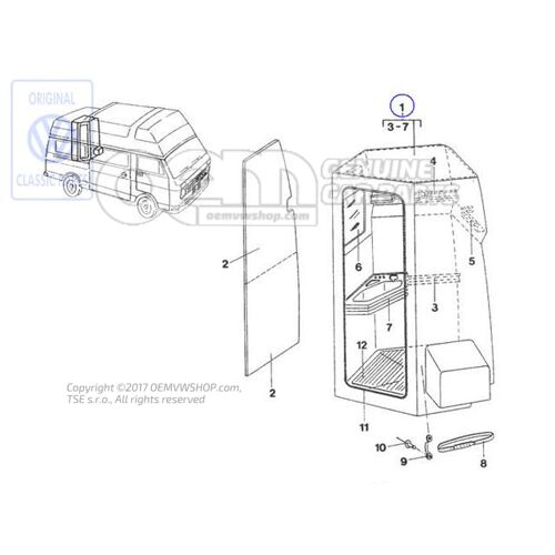 Zuhanykabin Volkswagen Campmobil LT 7E 281070109A