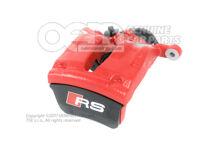 4M8615404 QC8 Audi RS6/RS7/RSQ8 piros Féknyereg ház szervomotorral, fékbetétek nélkül feltöltve és öblítve kerámia féktárcsabetétekkel szerelt járművekhez 370x30mm méretű jobb hátsó 4M8615404  QC8