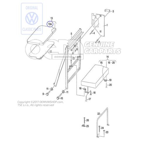 Párnázott kárpit Volkswagen Campmob. (Typ2/Transnp./LT) 701070247D