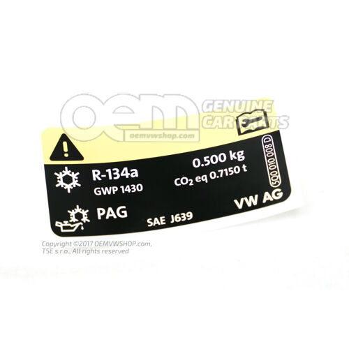 'ac' matrica *r134a hűtőközeg *töltési szint 5Q0010008D