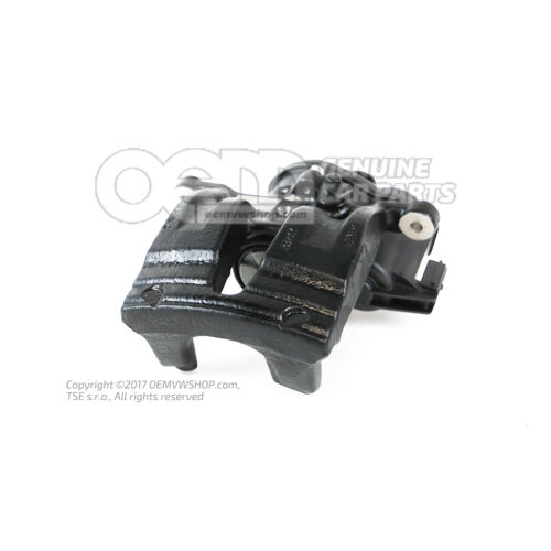 4M0615403F QB7 Audi e-tron/Q7/Q8/Q8 e-tron fekete Féknyereg ház szervomotorral, feltöltve és öblítve fékbetétek nélkül mérete 350x28mm bal hátsó 4M0615403F QB7